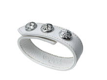 Load image into Gallery viewer, 極美品 CHROME HEARTS クロムハーツ ブレスレット BTN/2SNP クロスボール3ボタン2スナップ ホワイト シルバー925 レザー 中古 63831