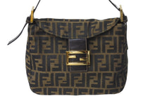 Load image into Gallery viewer, FENDI フェンディ マンマバケット ハンドバッグ ズッカ柄 FFロゴ金具 キャンバス レザー ブラウン ゴールド金具 美品 中古 63834