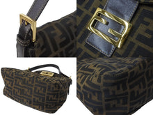 Load image into Gallery viewer, FENDI フェンディ マンマバケット ハンドバッグ ズッカ柄 FFロゴ金具 キャンバス レザー ブラウン ゴールド金具 美品 中古 63834