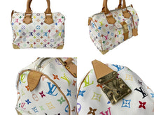Load image into Gallery viewer, 極美品 LOUIS VUITTON ルイ ヴィトン ハンドバッグ スピーディ30 村上隆 M92643 PVC レザー ホワイト マルチカラー 中古 63836