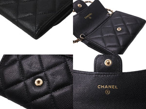極美品 CHANEL シャネル ショルダーバッグ チェーンウォレット 30番台 ココマーク ブラック キャビアスキン ゴールド金具 中古 63839