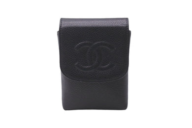 極美品 CHANEL シャネル シガレットケース ココマーク A13511 10番台 2006年 キャビアスキン ブラック ゴールド金具 中古 63843