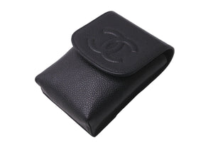 極美品 CHANEL シャネル シガレットケース ココマーク A13511 10番台 2006年 キャビアスキン ブラック ゴールド金具 中古 63843