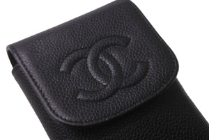 極美品 CHANEL シャネル シガレットケース ココマーク A13511 10番台 2006年 キャビアスキン ブラック ゴールド金具 中古 63843