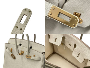 新品未使用 HERMES エルメス ハンドバッグ Y刻印 バーキン25 クレ ローズゴールド金具トゴ 中古 63874