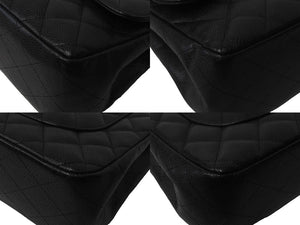 極美品 CHANEL シャネル チェーンショルダーバッグ マトラッセ30 キャビアスキン Wフラップ A58600 ブラック ゴールド 16番台 中古 63876