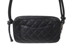 極美品 CHANEL シャネル ポーチ ハンドバッグ カンボンライン ココマーク 9番台 ブラック ブラック 中古 63882