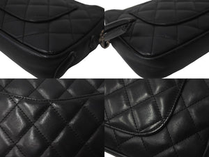 極美品 CHANEL シャネル ポーチ ハンドバッグ カンボンライン ココマーク 9番台 ブラック ブラック 中古 63882