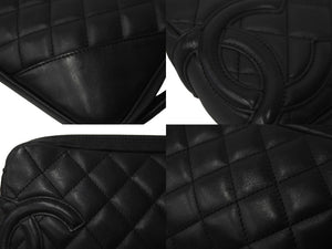 極美品 CHANEL シャネル ポーチ ハンドバッグ カンボンライン ココマーク 9番台 ブラック ブラック 中古 63882