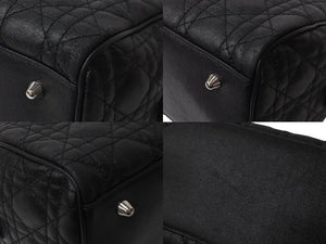 極美品 ChristianDior クリスチャンディオール レディディオール ミニボストンバッグ カナージュ トロッター柄 ブラック 中古 63886