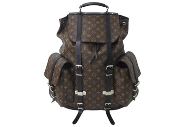 新品同様 LOUIS VUITTON ルイヴィトン クリストファーGM モノグラムマカサーリュック M92295 ブラウン ブラック レザー 63887