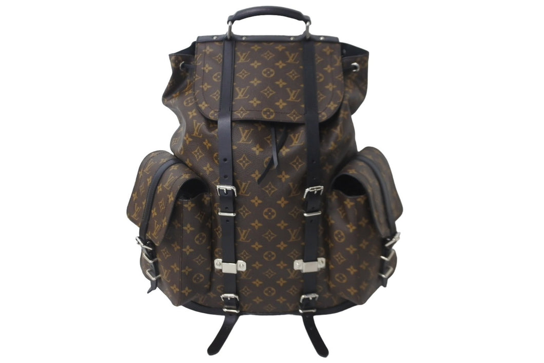 新品同様 LOUIS VUITTON ルイヴィトン クリストファーGM モノグラムマカサーリュック M92295 ブラウン ブラック レザー 63887