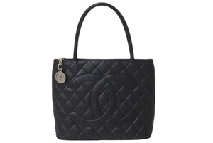CHANEL シャネル ハンドバッグ 復刻トート キャビアスキン マトラッセ ココマーク 6番台 シルバー金具 中古 63891