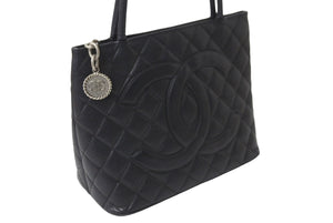 CHANEL シャネル ハンドバッグ 復刻トート キャビアスキン マトラッセ ココマーク 6番台 シルバー金具 中古 63891