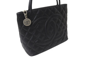極美品 CHANEL シャネル ハンドバッグ 復刻トート キャビアスキン マトラッセ ココマーク 9番台 シルバー金具 中古 63892