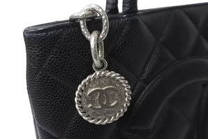 極美品 CHANEL シャネル ハンドバッグ 復刻トート キャビアスキン マトラッセ ココマーク 9番台 シルバー金具 中古 63892