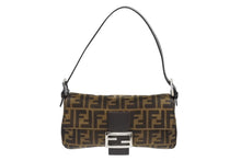 Load image into Gallery viewer, FENDI フェンディ マンマバケット ワンショルダーバッグ 26424 ズッカ柄 キャンバス レザー ブラウン シルバー金具 美品 中古 4b006390