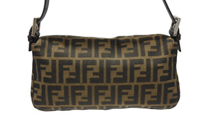 FENDI フェンディ マンマバケット ワンショルダーバッグ 26424 ズッカ柄 キャンバス レザー ブラウン シルバー金具 美品 中古 4b006390