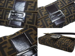 FENDI フェンディ マンマバケット ワンショルダーバッグ 26424 ズッカ柄 キャンバス レザー ブラウン シルバー金具 美品 中古 4b006390