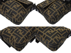 FENDI フェンディ マンマバケット ワンショルダーバッグ 26424 ズッカ柄 キャンバス レザー ブラウン シルバー金具 美品 中古 4b006390