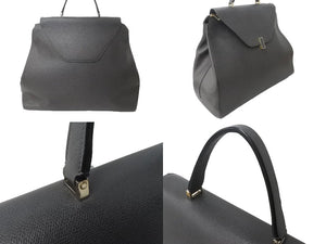 極美品 Valextra ヴァレクストラ イジィデ ラージ グレー レザー N402869  ハンドバックゴールド金具 美品 中古 63902