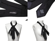 Load image into Gallery viewer, 極美品 CHANEL シャネル ココマーク ネクタイ リボンタイ チョーカー ユニセックス シルク ブラック 中古 63908