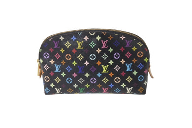 LOUIS VUITTON ルイヴィトン × 村上隆 ポーチ ポシェットコスメティック M47355 ブラック マルチカラー 美品 中古 63911