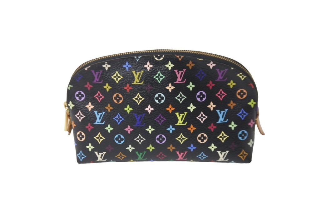 LOUIS VUITTON ルイヴィトン × 村上隆 ポーチ ポシェットコスメティック M47355 ブラック マルチカラー 美品 中古 63911