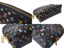 Load image into Gallery viewer, LOUIS VUITTON ルイヴィトン × 村上隆 ポーチ ポシェットコスメティック M47355 ブラック マルチカラー 美品 中古 63911