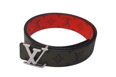 LOUIS VUITTON ルイヴィトン LVロゴベルト リバーシブル M8394V カーキ レッド シルバー 金具 中古 63912