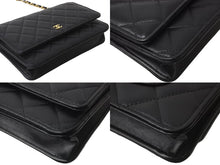 Load image into Gallery viewer, 新品同様 CHANEL シャネル ショルダーバッグ マトラッセ チェーンウォレット ランダム ラムスキン ブラック ゴールド金具 中古 63918