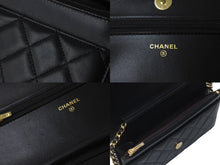 Load image into Gallery viewer, 新品同様 CHANEL シャネル ショルダーバッグ マトラッセ チェーンウォレット ランダム ラムスキン ブラック ゴールド金具 中古 63918