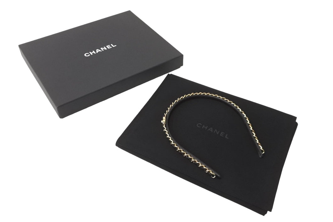 CHANEL シャネル ヘアアクセサリー カチューシャ ヘア アクセサリー B21 S ゴールド金具 美品 中古 63921