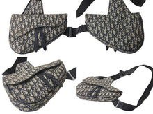 Load image into Gallery viewer, Dior ディオール サドルバッグ ボディバッグ 1ADP0093YKY オブリーク ベージュネイビー シルバー金具 美品 中古 63924