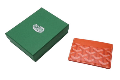 新品未使用 GOYARD ゴヤール サン シュルピス カードケース ヘリンボーン PVC カーフ オレンジ 中古 63939