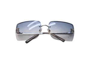 CHANEL シャネル ココマーク メタル ラインストーン サングラス 62◻︎15 4092-B ブルー シルバー 美品 中古 63942