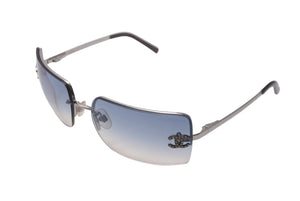 CHANEL シャネル ココマーク メタル ラインストーン サングラス 62◻︎15 4092-B ブルー シルバー 美品 中古 63942