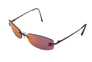 CHANEL シャネル サングラス ココマーク リムレス ミラーレンズ スクエア 54◻︎19 130 ブラック レッド 良品 中古 63943
