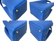Load image into Gallery viewer, 未使用 HERMES エルメス ハンドバッグ ピコタンロックPM トリヨンクレマンス ブルーゼリージュ W刻印 ゴールド金具 中古 63947