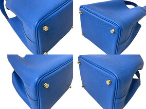 未使用 HERMES エルメス ハンドバッグ ピコタンロックPM トリヨンクレマンス ブルーゼリージュ W刻印 ゴールド金具 中古 63947