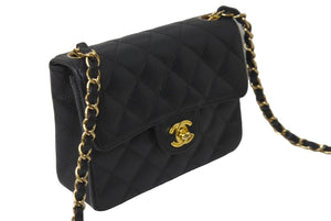CHANEL シャネル ミニマトラッセ チェーンショルダーバッグ ココマーク 9番台 キャビアスキン ブラック ゴールド 美品 中古 63948
