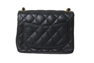 CHANEL シャネル ミニマトラッセ チェーンショルダーバッグ ココマーク 9番台 キャビアスキン ブラック ゴールド 美品 中古 63948