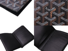Load image into Gallery viewer, 新品未使用 GOYARD ゴヤール ヘリンボーン柄 二つ折り 財布 カード入れ ウォレット ブラック 小物入れ ロゴ 中古 63949