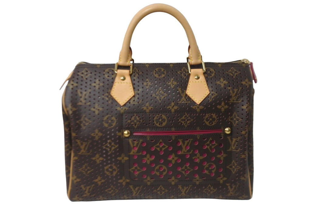 新品同様 LOUIS VUITTON ルイ ヴィトン モノグラム ペルフォ スピーディ30 ハンドバッグ M95180 PVC ピンク メッシュ 中古 63951