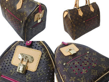 画像をギャラリービューアに読み込む, 新品同様 LOUIS VUITTON ルイ ヴィトン モノグラム ペルフォ スピーディ30 ハンドバッグ M95180 PVC ピンク メッシュ 中古 63951