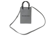 Load image into Gallery viewer, 極美品 BALENCIAGA バレンシアガ ショルダーバッグ ショッピング フォンホルダーバッグ グレー レザー 593826 シルバー金具 中古 63957