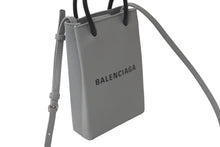 Load image into Gallery viewer, 極美品 BALENCIAGA バレンシアガ ショルダーバッグ ショッピング フォンホルダーバッグ グレー レザー 593826 シルバー金具 中古 63957