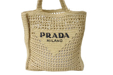 画像をギャラリービューアに読み込む, 極美品 PRADA プラダ RAFIA ラフィア トートバッグ カゴバッグ ストロー ウィッカーイタリア製 ベージュ ブラック 中古 63959 