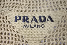 画像をギャラリービューアに読み込む, 極美品 PRADA プラダ RAFIA ラフィア トートバッグ カゴバッグ ストロー ウィッカーイタリア製 ベージュ ブラック 中古 63959 