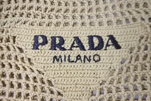 極美品 PRADA プラダ RAFIA ラフィア トートバッグ カゴバッグ ストロー ウィッカーイタリア製 ベージュ ブラック 中古 63959 